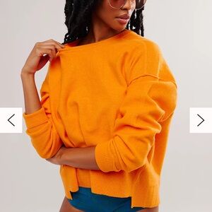 Free People Luna Pullover small bright marigold color Slouch fit never worn